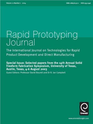 cover image of Rapid Prototyping Journal, Volume 10, Issue 1